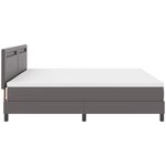 vidaXL Lit Box Spring avec matelas gris  200 x 200 cm  en cuir synthétique.