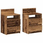 vidaXL Tables de chevet 2 Pièces avec 2 tiroirs vieux bois 40x33x60 cm