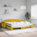 vidaXL Lit de jour avec gigogne et matelas jaune 100x200 cm velours