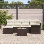 vidaXL Ensemble de canapé de jardin 7 Pièces Marron Poly rotin