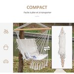 Chaise suspendue chaise hamac de voyage portable assise dossier rembourrés macramé coton polyester beige