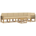 vidaXL Ensemble de canapés d'extérieur 7 Pièces Blanc et Beige Polyester