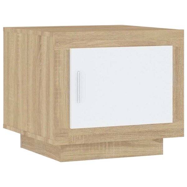 vidaXL Table basse blanc et chêne sonoma 51x50x45 cm bois d'ingénierie