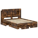 vidaXL Cadre de lit avec rangement Chêne fumé 150 x 200 cm