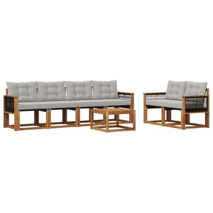 vidaXL Ensemble de canapés d'extérieur 7 Pièces Naturel et gris clair