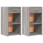 vidaXL Tables de chevet 2 Pièces sonoma gris 35x34x65cm bois d'ingénierie