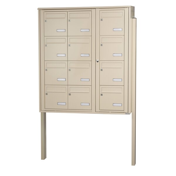 Bloc collectif Leabox 3x4 grade 3 simple face extérieur fixation sur pieds à sceller ivoire ral 1015 finition brillante