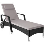 Tectake bain de soleil aluminium cassis 6 positions avec roulettes - noir