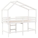 vidaXL Lit superposé et échelle et toit blanc 90x200cm bois pin massif