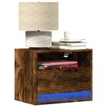 vidaXL Tables de chevet murales avec lumières LED 2 Pièces chêne fumé
