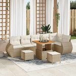 vidaXL Ensemble de canapé de jardin 9 Pièces Beige polyrotin