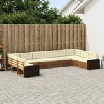 vidaXL Ensembles de canapés avec coussin 10 Pièces Bois d'Acacia Massif
