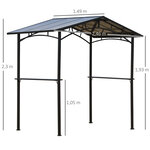 Pavillon jardin - abri barbecue - steakhouse 2 étagères - toit de barbecue - dim. 2 46L x 1 49l x 2 30H m - alu. métal noir toit polycarbonate