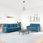 vidaXL Ensemble de canapés 2Pièces et coussins et traversins bleu velours