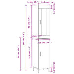 vidaXL Buffet haut Blanc brillant 34 5x34x180 cm Bois d'ingénierie