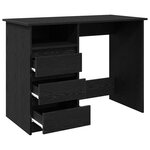 vidaXL Bureau noir 102x50x75 cm bois d'ingénierie