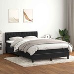 vidaXL Sommier à lattes de lit avec matelas noir 160x210 cm velours