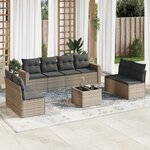 vidaXL Salon de jardin avec coussins 9 Pièces beige résine tressée