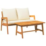 vidaXL Ensemble bistrot avec coussin 2 Pièces Marron Bois d'acacia massif