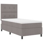 vidaXL Lit à ressorts avec matelas avec LED Taupe 90 x 200 cm tissu