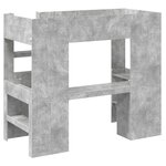 vidaXL Cadre de lit superposé avec bureau Gris béton 80 x 200 cm