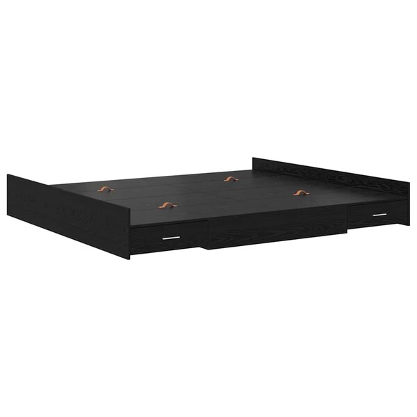 vidaXL Cadre de lit avec rangement avec tiroir Chêne noir 180 x 200 cm