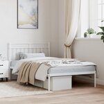 vidaXL Cadre de lit métal sans matelas et tête de lit blanc 107x203 cm