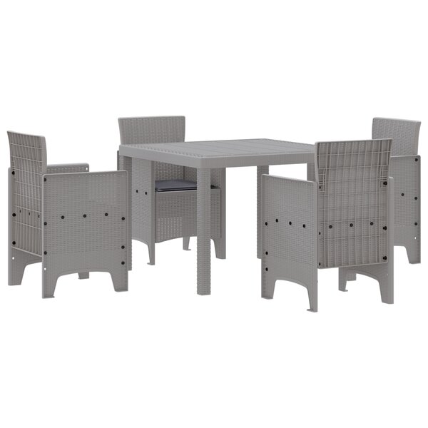 vidaXL Ensemble de salle à manger de jardin 5 pièces gris clair poly rotin