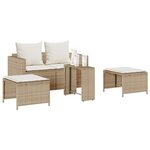vidaXL Salon de jardin 5 Pièces avec coussins empilable beige polyrotin