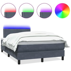 vidaXL Sommier à lattes de lit et matelas et LED gris foncé 120x210cm velours