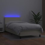 vidaXL Sommier tapissier avec matelas et LED Crème 90x190cm Similicuir