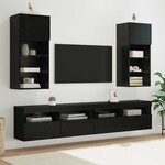vidaXL Meuble TV mural Chêne noir 40 5 x 30 x 90 cm Bois d'ingénierie