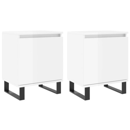 vidaXL Tables de chevet 2Pièces blanc brillant 40x30x50cm bois ingénierie