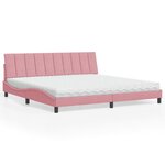 vidaXL Lit avec matelas rose 200x200 cm velours