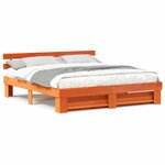 vidaXL Cadre de lit avec tête de lit Marron Bois massif en pin
