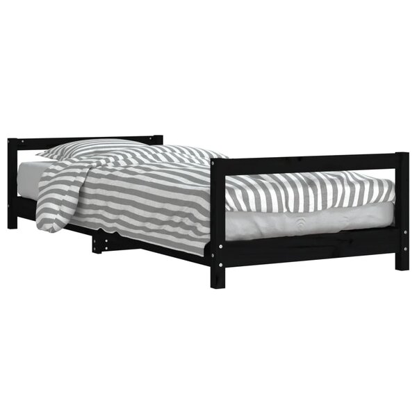 vidaXL Cadre de lit pour enfants noir 80x200 cm bois de pin massif
