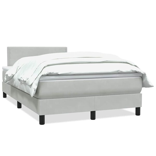 vidaXL Sommier à lattes de lit et matelas gris clair 120x220cm velours