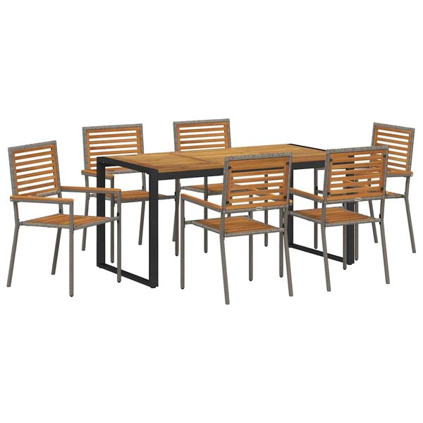 vidaXL Ensemble de salle à manger pour jardin 7 Pièces Gris et marron