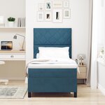 Lit Box Spring vidaXL avec Matelas & LED Bleu Foncé 90x200 cm Velours