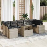 vidaXL Salon de jardin 8 Pièces avec coussins gris clair résine tressée