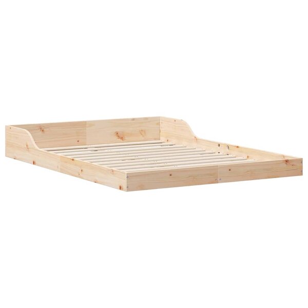 vidaXL Cadre de lit Marron 135 x 190 cm Bois massif en pin