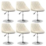 vidaXL Chaises pivotantes à manger lot de 6 Crème Velours