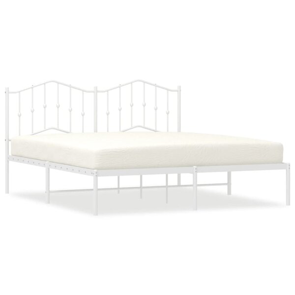 vidaXL Cadre de lit métal sans matelas et tête de lit blanc 160x200 cm
