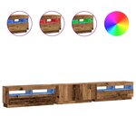 vidaXL Meuble TV avec lumières LED vieux bois bois d'ingénierie