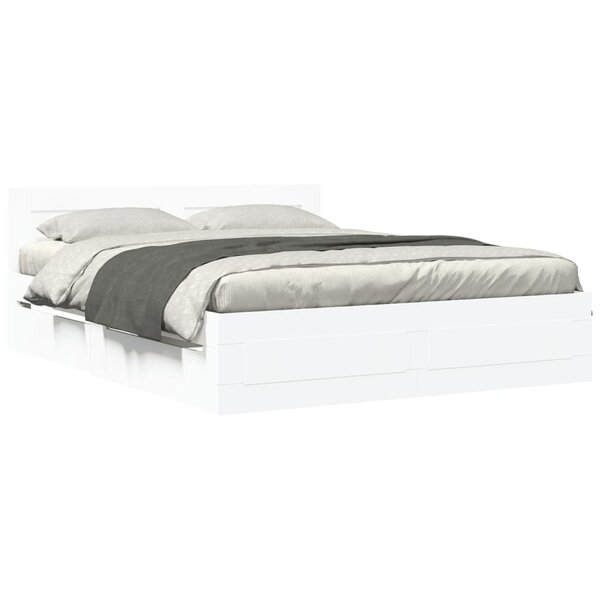 vidaXL Cadre de lit avec tête de lit sans matelas blanc 160x200 cm