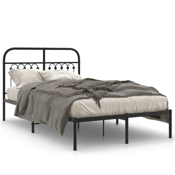 vidaXL Cadre de lit métal sans matelas avec tête de lit noir 120x200cm