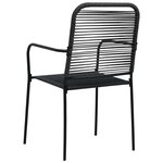 vidaXL Mobilier à dîner d'extérieur 7 Pièces Corde en coton et acier Noir