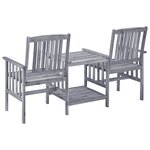 vidaXL Chaises de jardin avec table à thé et coussins Acacia solide