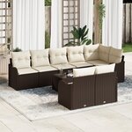 Ensemble de canapé de jardin 8 pièces avec coussins gris en rotin synthétique