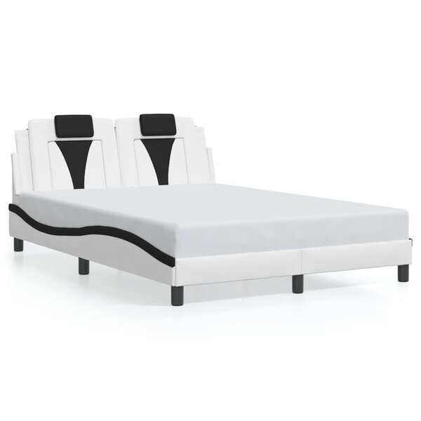 vidaXL Cadre de lit sans matelas blanc et noir 140x190 cm similicuir